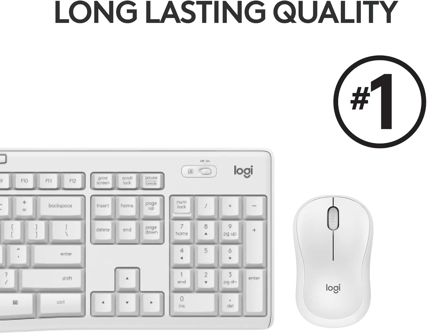 مجموعه ماوس و کیبورد بی‌سیم لاجیتک MK295 با فناوری SilentTouch، صفحه کلید کامل، ردیابی نوری پیشرفته، بی‌سیم بدون تاخیر، 90% صدای کمتر - سفید مایل به کرم