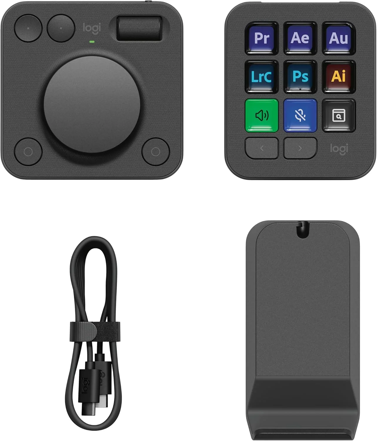کنسول خلاقانه لاجیتک MX، صفحه کلید قابل برنامه ریزی با 9 کلید LCD با زیرنویس های قابل برنامه ریزی و دکمه کنترل برای طراحی گرافیک، ویرایش ویدیو، عکاسی - گرافیت