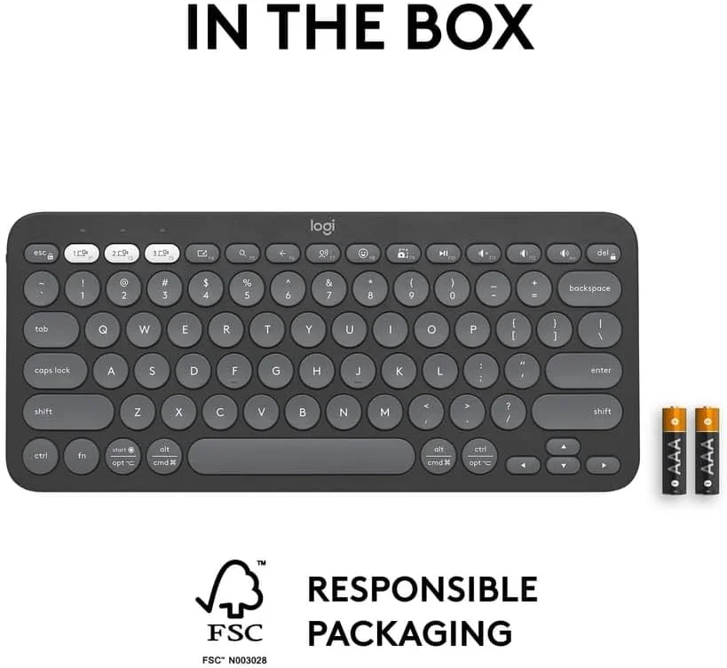 کیبورد بیسیم بلوتوثی چند دستگاهی لاجیتک Pebble Keys 2 K380s با کلیدهای میانبر قابل تنظیم، باریک و قابل حمل، Easy-Switch برای ویندوز، macOS، iPadOS، اندروید، Chrome OS - گرافیت کیبورد بیسیم بلوتوثی چند دستگاهی لاجیتک Pebble Keys 2 K380s با کلیدهای میانبر قابل تنظیم، باریک و قابل حمل، Easy-Switch برای ویندوز، macOS، iPadOS، اندروید، Chrome OS - گرافیت