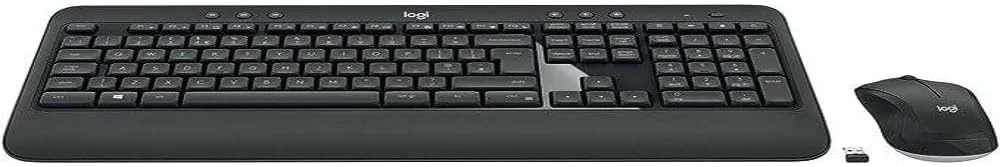 مجموعه کیبورد و ماوس بی‌سیم لاجیتک MK540 برای ویندوز، بی‌سیم 2.4 گیگاهرتز با گیرنده USB یکپارچه، ماوس بی‌سیم، کلیدهای میانبر چندرسانه‌ای، عمر باتری 3 ساله، PC/لپ‌تاپ، طرح‌بندی QWERTY UK - مشکی