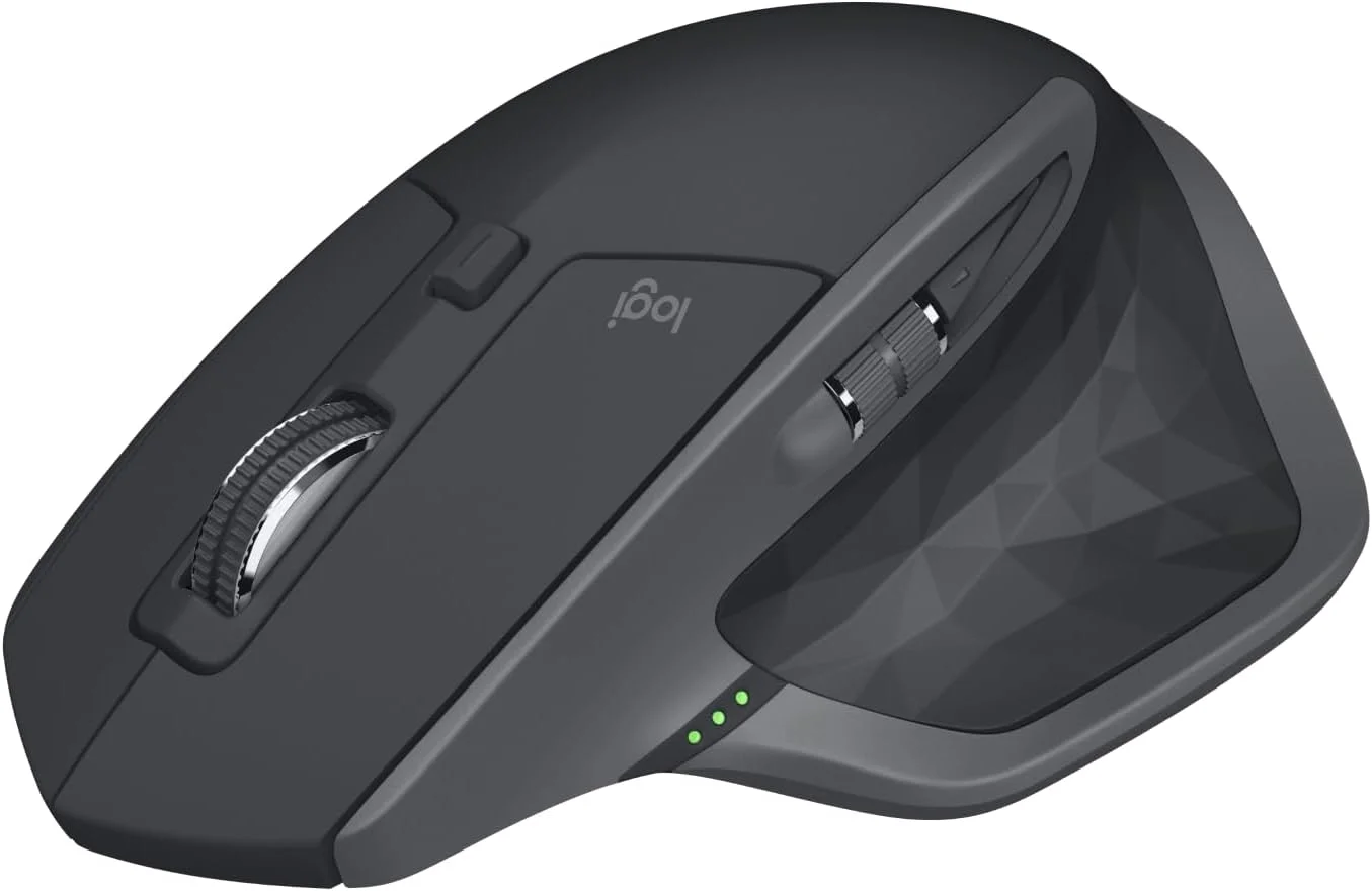 موس بی‌سیم لاجیتک MX Master 2S، چند دستگاهی، بلوتوث یا بی‌سیم 2.4 گیگاهرتز با گیرنده USB Unifying، ردیابی 4K DPI روی هر سطحی، 7 دکمه، شارژ سریع، PC/Mac/iPad OS - Graphite