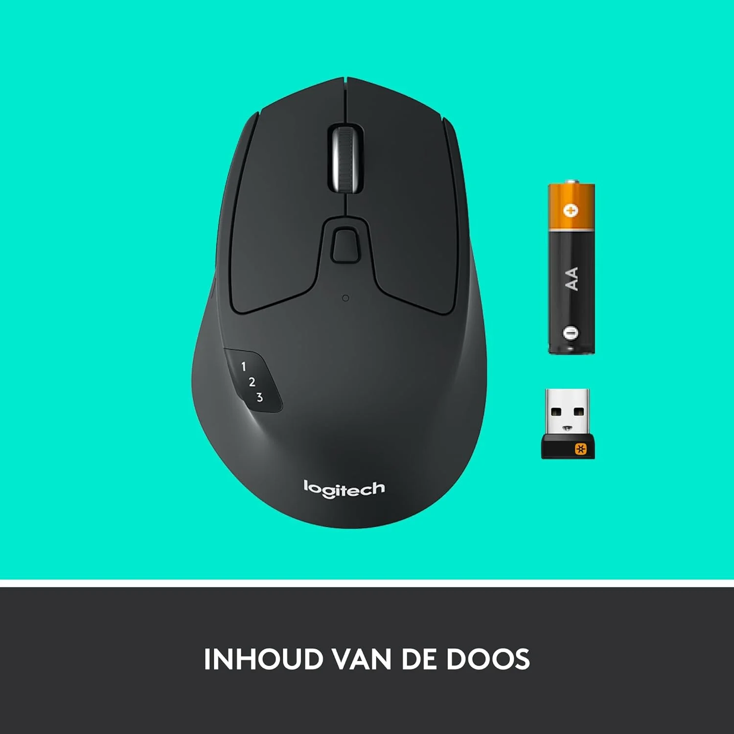 ماوس بی سیم چند دستگاهی Logitech M720 Triathlon، بلوتوث و 2.4 گیگاهرتز با گیرنده USB Unifying، 1000 DPI، 8 دکمه، عمر باتری 24 ماهه، مناسب برای لپ تاپ/PC/Mac/iPad OS - مشکی گرافیتی