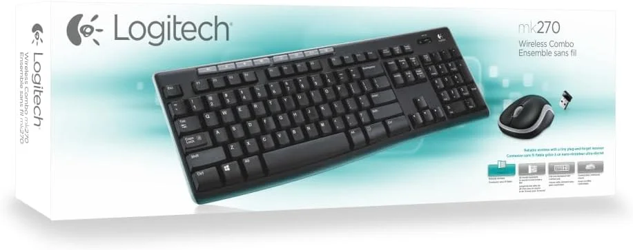 کیبورد و ماوس بی سیم مشکی لاجیتک مدل MK270