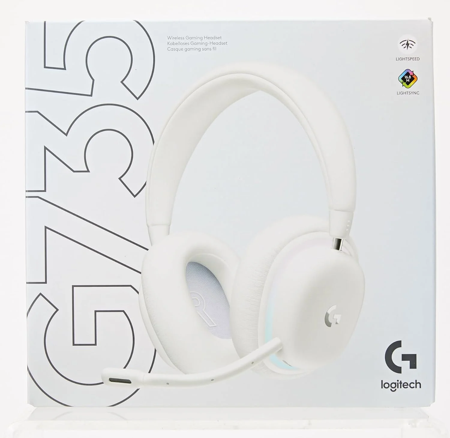 هدست گیمینگ بی سیم Logitech G G735، نورپردازی RGB LIGHTSYNC قابل تنظیم، LIGHTSPEED، بلوتوث، سازگار با AUX 3.5 میلی متری با کامپیوتر، دستگاه های تلفن همراه، میکروفون جداشدنی - مه سفید