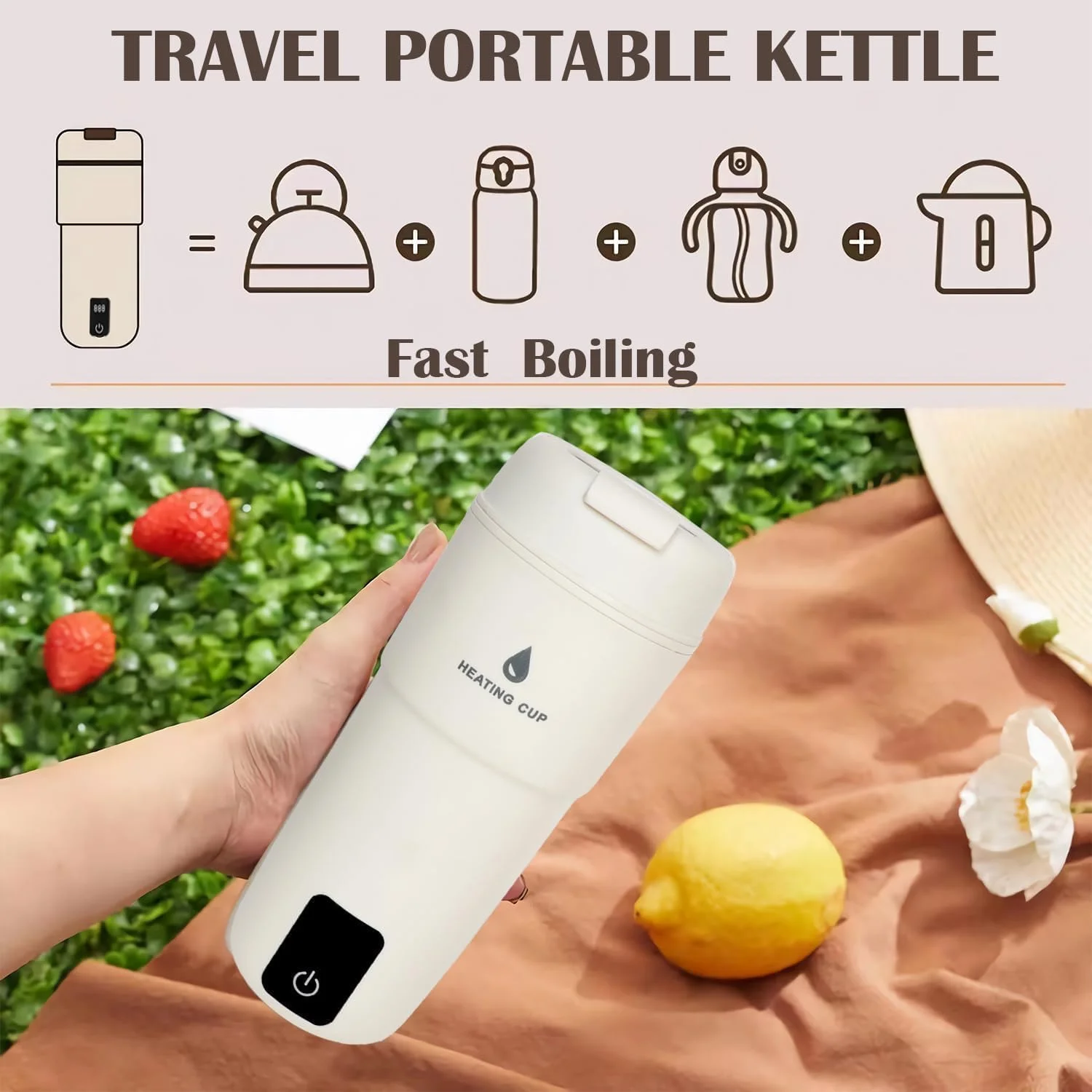 کتری برقی مسافرتی KASTWAVE، آبگرمکن قابل حمل 400 میلی لیتری با کنترل دما و صفحه نمایش LCD، خاموش شدن خودکار و محافظت در برابر جوشیدن خشک با عملکرد گرم نگه داشتن، بدون PBA، کتری استیل ضد زنگ کتری برقی مسافرتی KASTWAVE، آبگرمکن قابل حمل 400 میلی لیتری با کنترل دما و صفحه نمایش LCD، خاموش شدن خودکار و محافظت در برابر جوشیدن خشک با عملکرد گرم نگه داشتن، بدون PBA، کتری استیل ضد زنگ