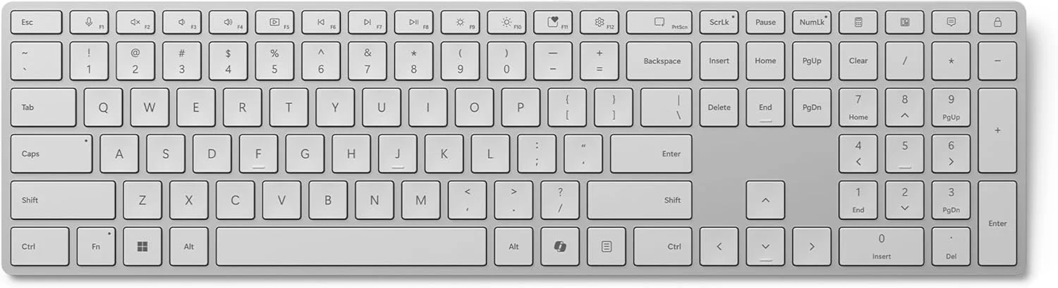 صفحه کلید مایکروسافت Surface (نسخه دوم)، اندازه کامل (100%)، بی سیم، بلوتوث، QWERTZ، خاکستری