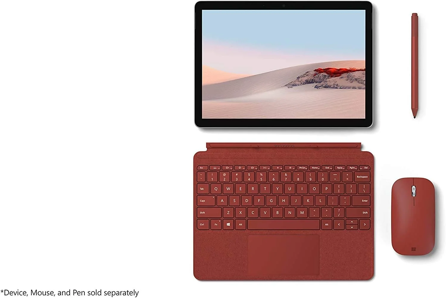 کاور کیبورد سیگنچر مایکروسافت Surface GO با صفحه کلید انگلیسی و عربی، رنگ قرمز پاپ - [KCS-00097]