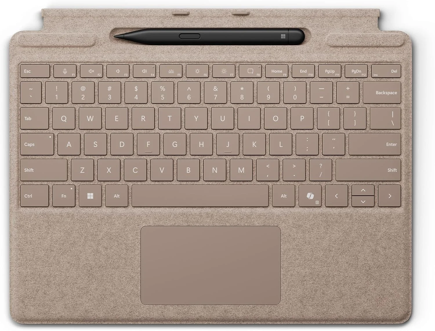 مجموعه کیبورد مایکروسافت Surface Pro به همراه قلم Slim Pen 2 برای Pro 9 و Pro 8، جنس آلکانترا، رنگ Dune