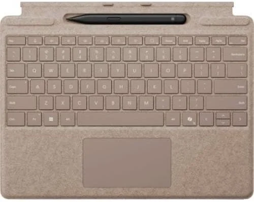 مجموعه کیبورد مایکروسافت Surface Pro به همراه قلم Slim Pen 2 برای Pro 9 و Pro 8، جنس آلکانترا، رنگ Dune