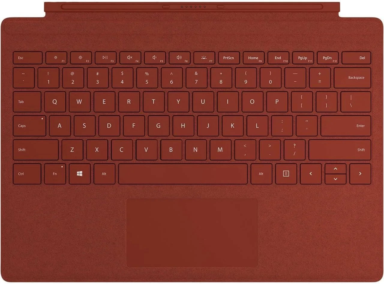 کیبورد مایکروسافت Surface GO Type Cover - لوازم جانبی Surface - با ترک‌پد، شتاب‌سنج - نور پس‌زمینه - انگلیسی - قرمز Poppy - برای Surface GO، GO 2