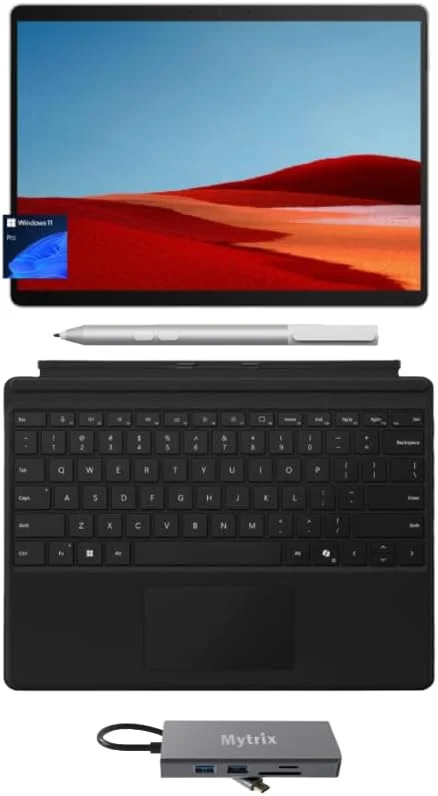 بسته Microsoft Surface Pro 10، صفحه لمسی 13 اینچی 2.8K Copilot PC با صفحه کلید Pro، قلم تجاری و هاب 11 در 1، Ultra 7-165U 12 هسته ای AI Boost NPU، رم 16 گیگابایتی، SSD 512 گیگابایتی، Thunderbolt 4، Win 11 Pro