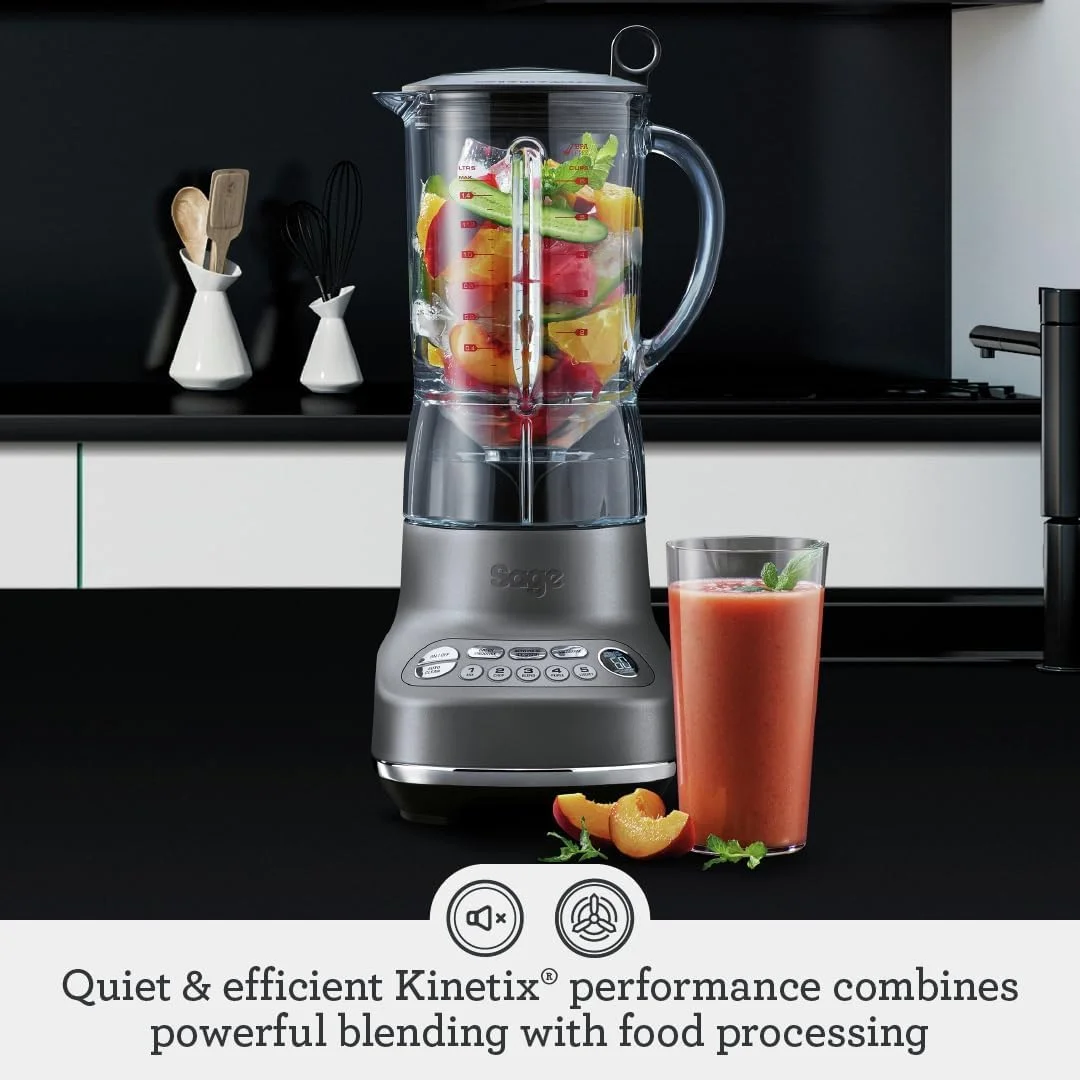 مخلوط کن Sage مدل The Fresh & Furious - پارچ 1.5 لیتری تریتان بدون BPA، تنظیمات از پیش تعیین شده برای اسموتی و خرد کردن یخ، 5 سرعت، نمایشگر LCD، تمیز کردن خودکار - استیل ضد زنگ - نسخه امارات متحده عربی، 2 سال گارانتی سازنده مخلوط کن Sage مدل The Fresh & Furious - پارچ 1.5 لیتری تریتان بدون BPA، تنظیمات از پیش تعیین شده برای اسموتی و خرد کردن یخ، 5 سرعت، نمایشگر LCD، تمیز کردن خودکار - استیل ضد زنگ - نسخه امارات متحده عربی، 2 سال گارانتی سازنده