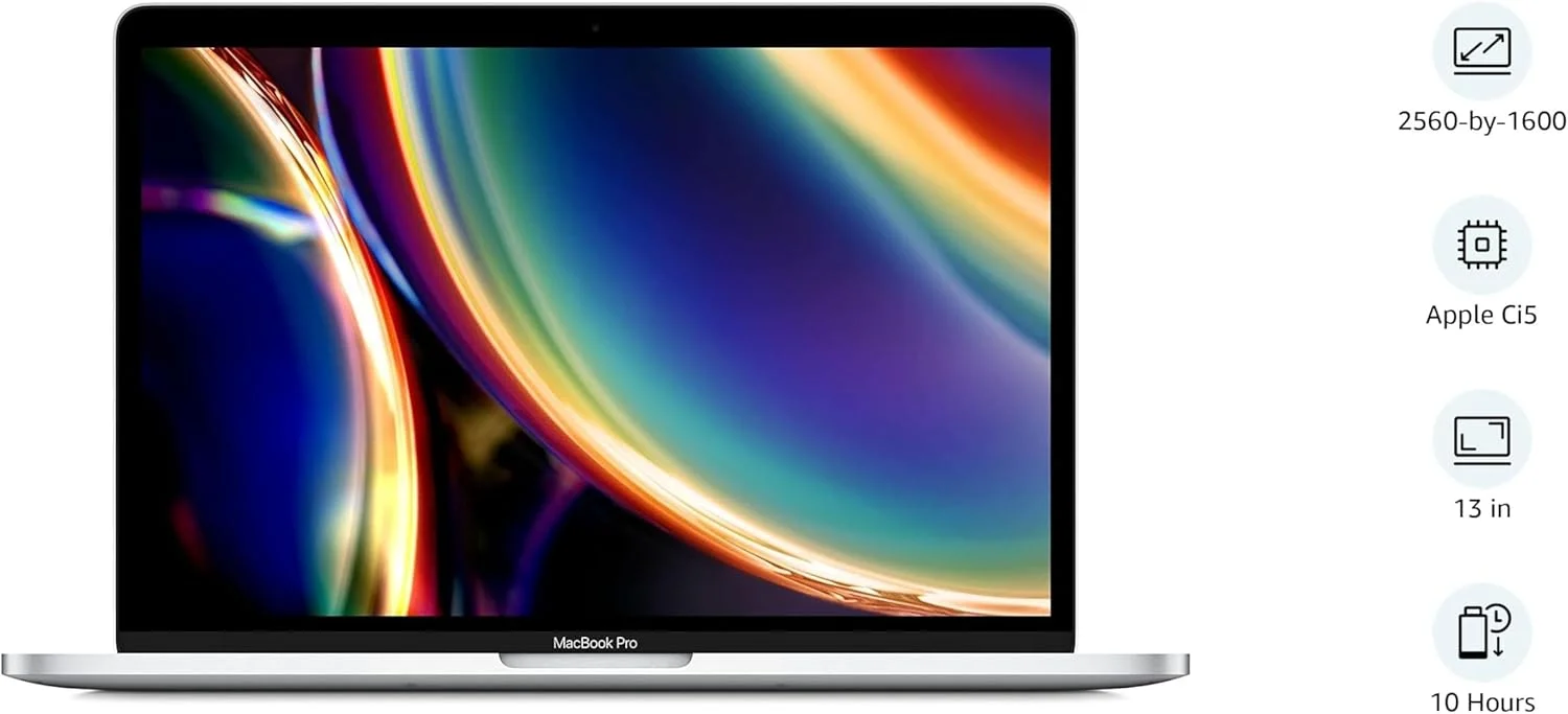 (بازسازی شده) اپل 2020 MacBook Pro (13 اینچی، نوار لمسی، پردازنده 2.0 گیگاهرتزی چهار هسته ای نسل دهم اینتل Core i5، 16 گیگابایت رم، 512 گیگابایت SSD) - نقره ای؛ عربی/انگلیسی