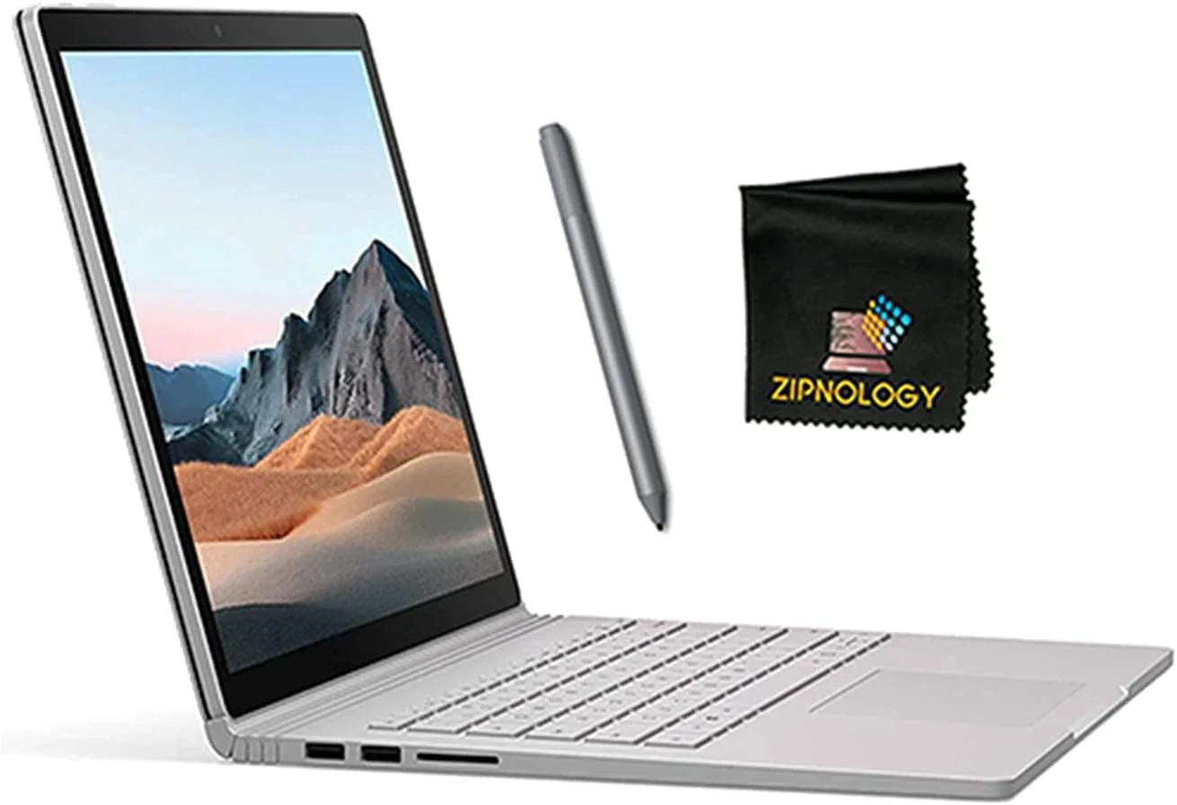 لپ تاپ 15 اینچی Microsoft Surface Book 3 - پردازنده Intel Core i7-1065G7 - حافظه SSD 1 ترابایتی - رم 32 گیگابایتی - ویندوز 10 پرو - کارت گرافیک GeForce GTX 1660 Ti Platinum با 6 گیگابایت GDDR5 + قلم مایکروسافت + بسته دستمال تمیز کننده صفحه نمایش Zipnology