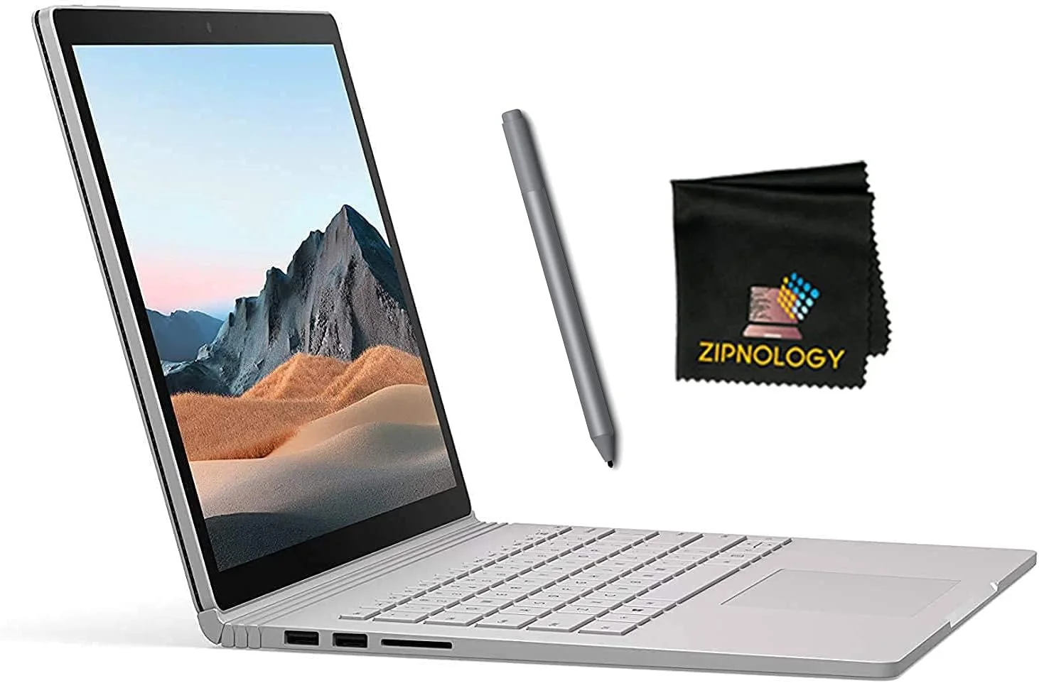 لپ تاپ 15 اینچی Microsoft Surface Book 3 - پردازنده Intel Core i7-1065G7 - حافظه SSD 1 ترابایتی - رم 32 گیگابایتی - ویندوز 10 پرو - کارت گرافیک GeForce GTX 1660 Ti Platinum با 6 گیگابایت GDDR5 + قلم مایکروسافت + بسته دستمال تمیز کننده صفحه نمایش Zipnology