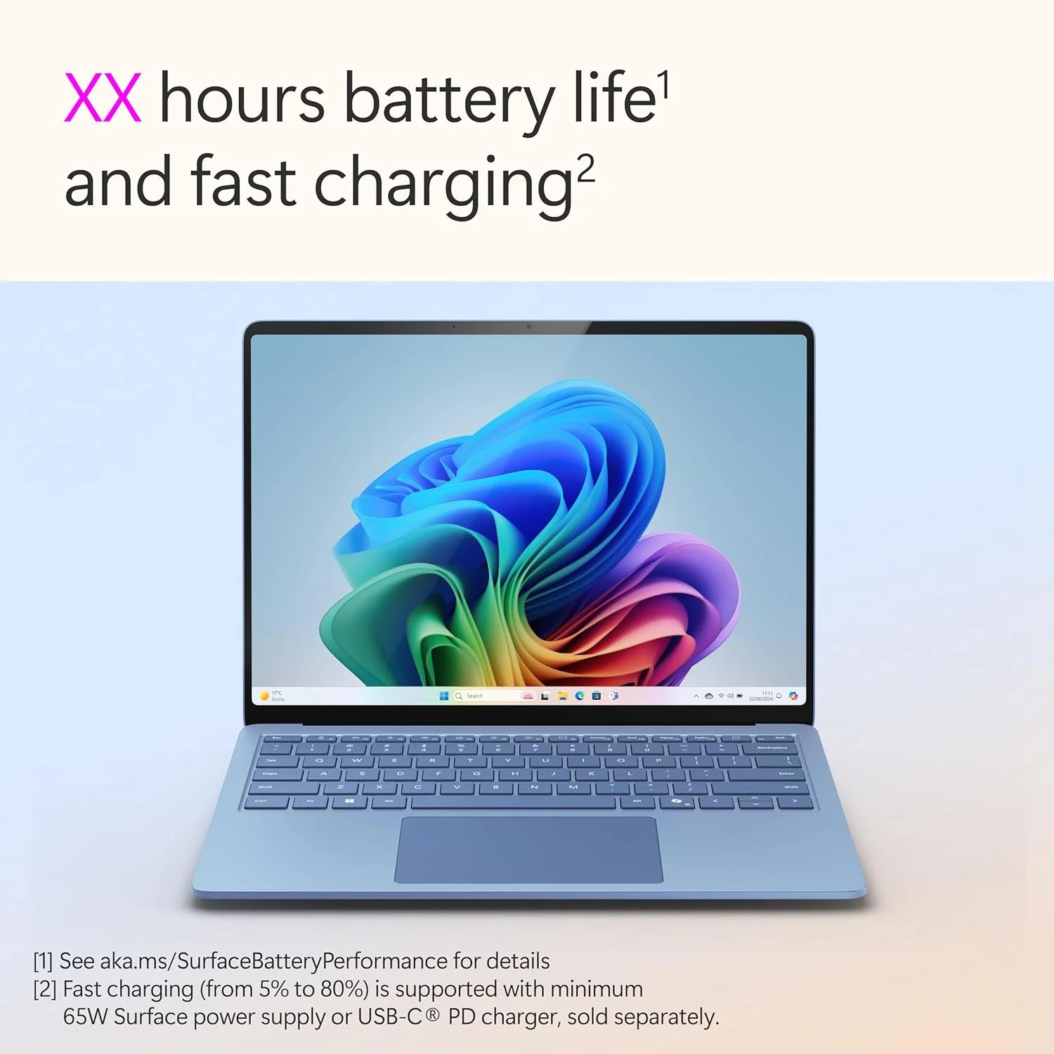 لپ تاپ مایکروسافت Surface (نسل هفتم) 2024 | Copilot+ PC | لپ تاپ لمسی 13.8 اینچی | Snapdragon® X Plus (10 هسته ای) | ویندوز 11 هوم | نسخه انگلستان (آبی، 512 گیگابایت SSD + 16 گیگابایت رم) لپ تاپ مایکروسافت Surface (نسل هفتم) 2024 | Copilot+ PC | لپ تاپ لمسی 13.8 اینچی | Snapdragon® X Plus (10 هسته ای) | ویندوز 11 هوم | نسخه انگلستان (آبی، 512 گیگابایت SSD + 16 گیگابایت رم)
