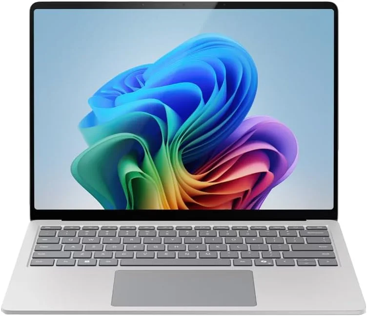 لپ تاپ مایکروسافت Surface (نسل هفتم) | Copilot+ PC | لپ تاپ لمسی 15 اینچی | Snapdragon® X Elite (12 هسته ای) | ویندوز 11 هوم | نسخه انگلستان (نقره ای، 512 گیگابایت SSD + 16 گیگابایت رم)