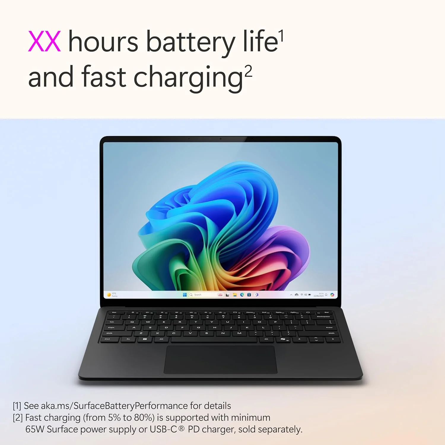 لپ تاپ مایکروسافت Surface (نسل هفتم) 2024 | Copilot+ PC | لپ تاپ لمسی 13.8 اینچی | Snapdragon® X Elite (12 هسته ای) | ویندوز 11 هوم | نسخه انگلستان (مشکی، 512 گیگابایت SSD + 16 گیگابایت رم)