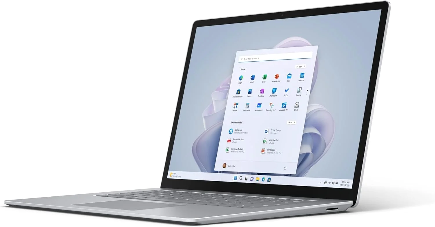 لپ تاپ فوق العاده باریک 15 اینچی لمسی مایکروسافت Surface Laptop 5 - نقره ای - پردازنده Intel EVO نسل دوازدهم Core i7، رم 8 گیگابایتی، SSD 256 گیگابایتی، ویندوز 11 هوم، دوشاخه UK، مدل 2022