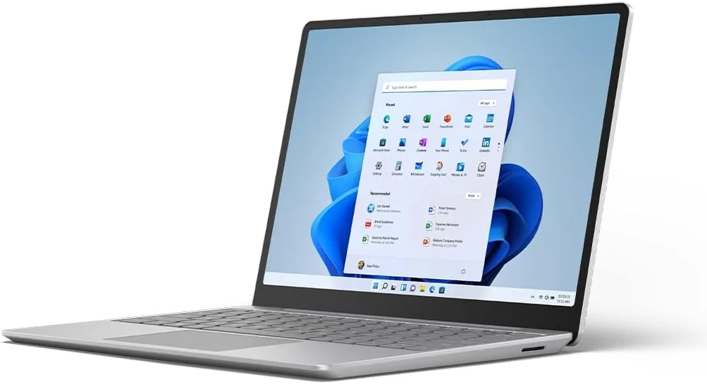 لپ تاپ فوق العاده باریک مایکروسافت Surface Laptop Go 2 با صفحه لمسی 12.4 اینچی پلاتینیوم، پردازنده Intel Core، حافظه SSD، ویندوز 11 هوم مدل 2022، نقره ای، i5-8-128