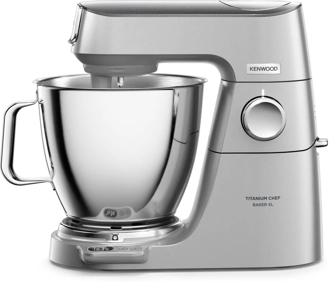 ماشین آشپزخانه بدنه فلزی کنوود مدل TITANIUM CHEF BAKER XL با ترازو داخلی، DuoBowl، 4 ابزار، مخلوط کن شیشه ای، چرخ گوشت، غذاساز، آب مرکبات گیری، آسیاب چند منظوره KVL85.704SI نقره ای