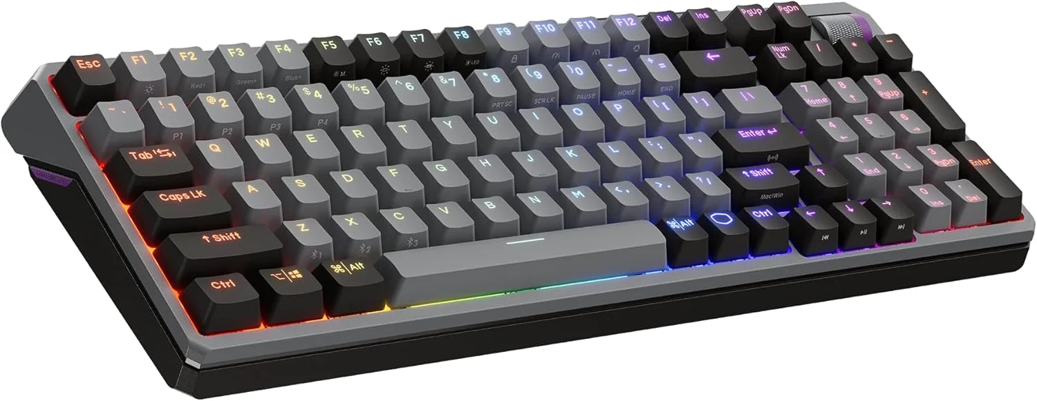 کیبورد گیمینگ مکانیکی وایرلس RGB کولر مستر MK770 با سوییچ کایله باکس V2 سافت کلیک، ساختار مفصلی، قابلیت تعویض سریع، بلوتوث 2.4 گیگاهرتز و دکمه لمسی