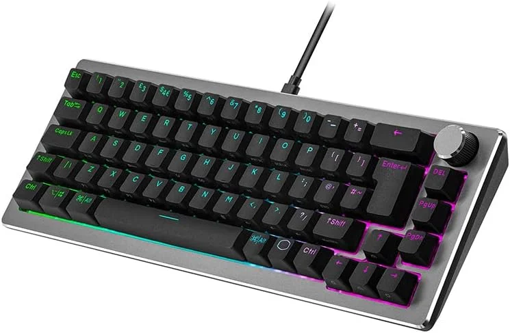 کیبورد گیمینگ مکانیکی 65% کولر مستر CK720 با قابلیت تعویض سریع کلیدها - خاکستری فضایی