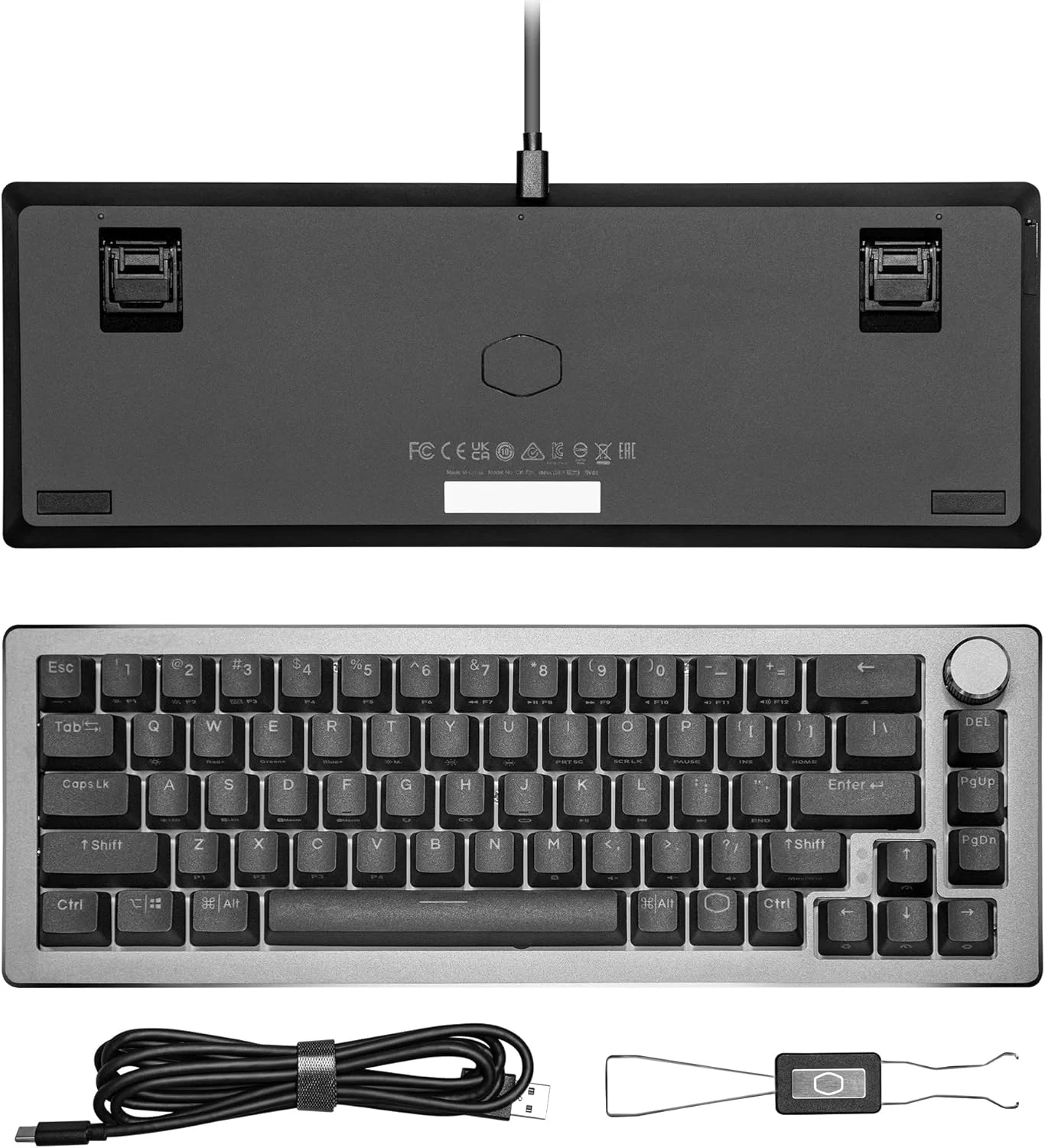 کیبورد گیمینگ مکانیکی 65% خاکستری فضایی Cooler Master CK720 با قابلیت تعویض سریع سوییچ، سوییچهای Kailh Box V2 Soft Click White، نورپردازی RGB قابل تنظیم، اتصال USB-C، دکمه چرخشی 3 طرفه، طرح QWERTY (CK-720-GKKW1-US) کیبورد گیمینگ مکانیکی 65% خاکستری فضایی Cooler Master CK720 با قابلیت تعویض سریع سوییچ، سوییچهای Kailh Box V2 Soft Click White، نورپردازی RGB قابل تنظیم، اتصال USB-C، دکمه چرخشی 3 طرفه، طرح QWERTY (CK-720-GKKW1-US)