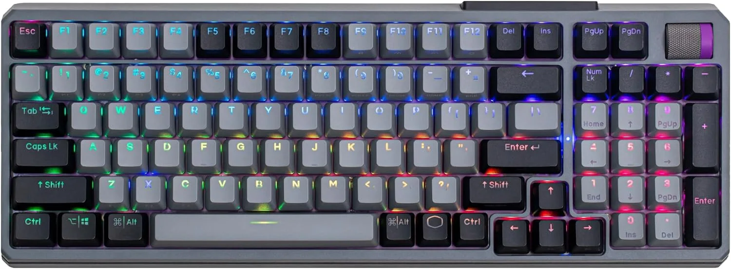 کیبورد گیمینگ مکانیکی وایرلس RGB کولر مستر MK770 با سوییچ کایله باکس V2 سافت کلیک، ساختار مفصلی، قابلیت تعویض سریع، بلوتوث 2.4 گیگاهرتز و دکمه لمسی کیبورد گیمینگ مکانیکی وایرلس RGB کولر مستر MK770 با سوییچ کایله باکس V2 سافت کلیک، ساختار مفصلی، قابلیت تعویض سریع، بلوتوث 2.4 گیگاهرتز و دکمه لمسی