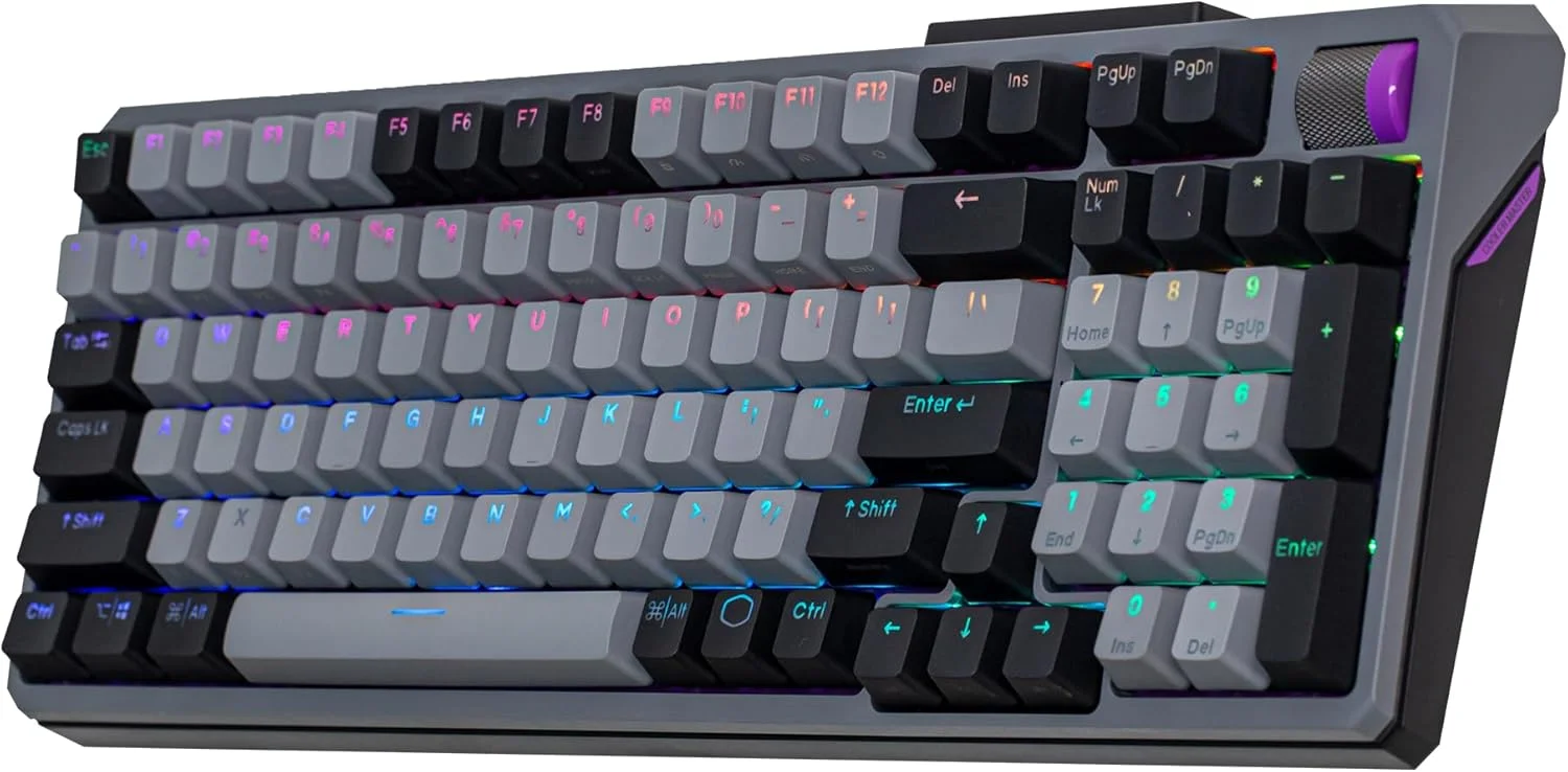 کیبورد گیمینگ مکانیکی وایرلس RGB کولر مستر MK770 با سوییچ کایله باکس V2 سافت کلیک، ساختار مفصلی، قابلیت تعویض سریع، بلوتوث 2.4 گیگاهرتز و دکمه لمسی کیبورد گیمینگ مکانیکی وایرلس RGB کولر مستر MK770 با سوییچ کایله باکس V2 سافت کلیک، ساختار مفصلی، قابلیت تعویض سریع، بلوتوث 2.4 گیگاهرتز و دکمه لمسی