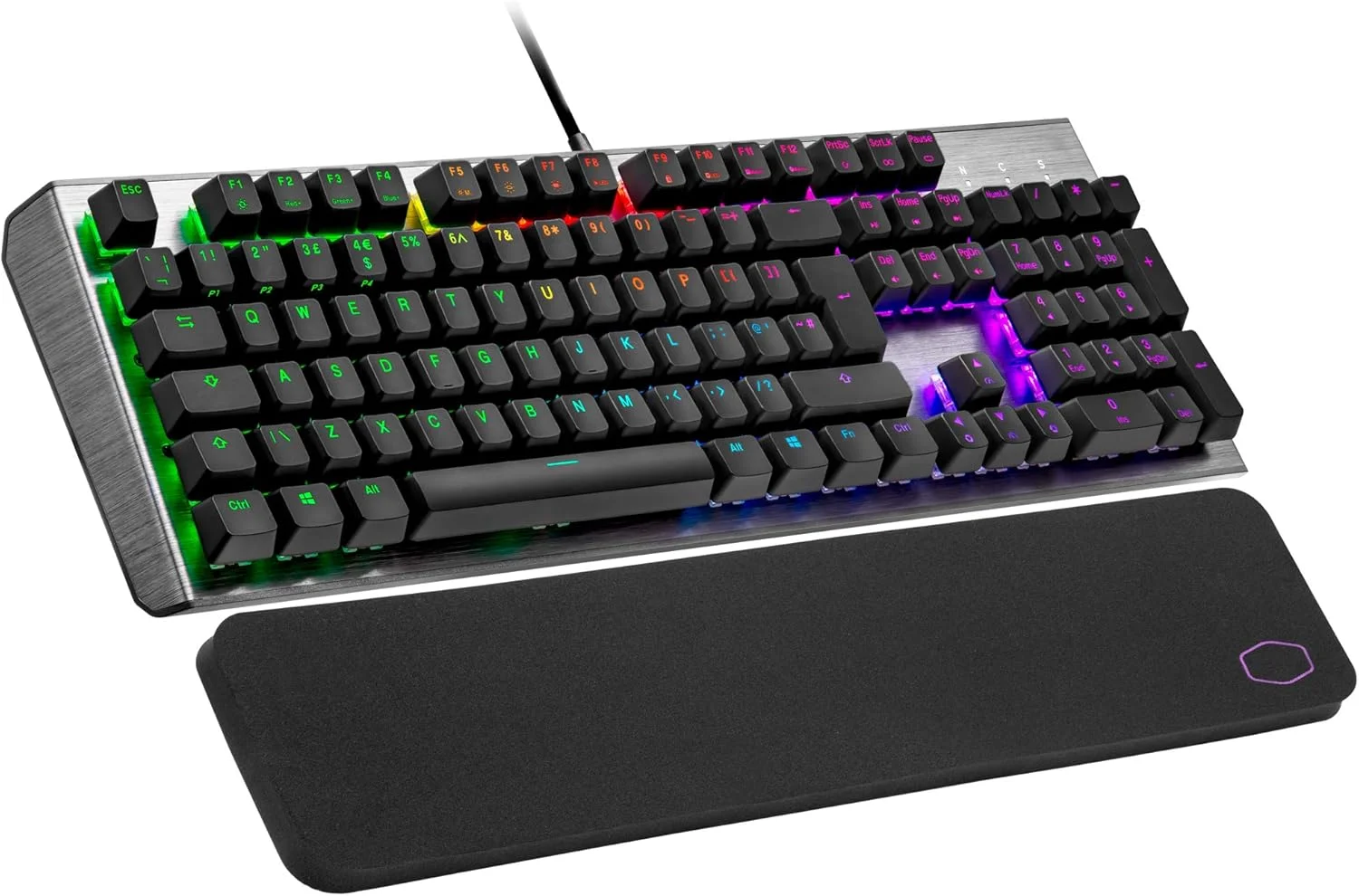 کیبورد گیمینگ مکانیکی کولر مستر CK550 V2 - نورپردازی RGB، کنترل‌های On-the-Fly، صفحه بالایی آلومینیومی و استراحتگاه مچ دست - طرح‌بندی UK / سوییچ‌های قرمز