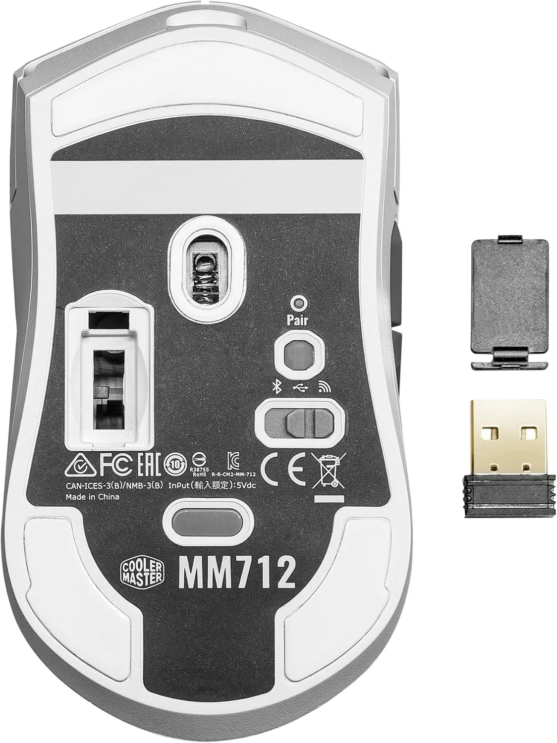 ماوس گیمینگ بیسیم Cooler Master MM712 سفید با DPI قابل تنظیم 19000، 2.4 گیگاهرتز و بلوتوث، کابل Ultraweave، پایه های PTFE، نورپردازی RGB و نرم افزار MasterPlus+ ماوس گیمینگ بیسیم Cooler Master MM712 سفید با DPI قابل تنظیم 19000، 2.4 گیگاهرتز و بلوتوث، کابل Ultraweave، پایه های PTFE، نورپردازی RGB و نرم افزار MasterPlus+