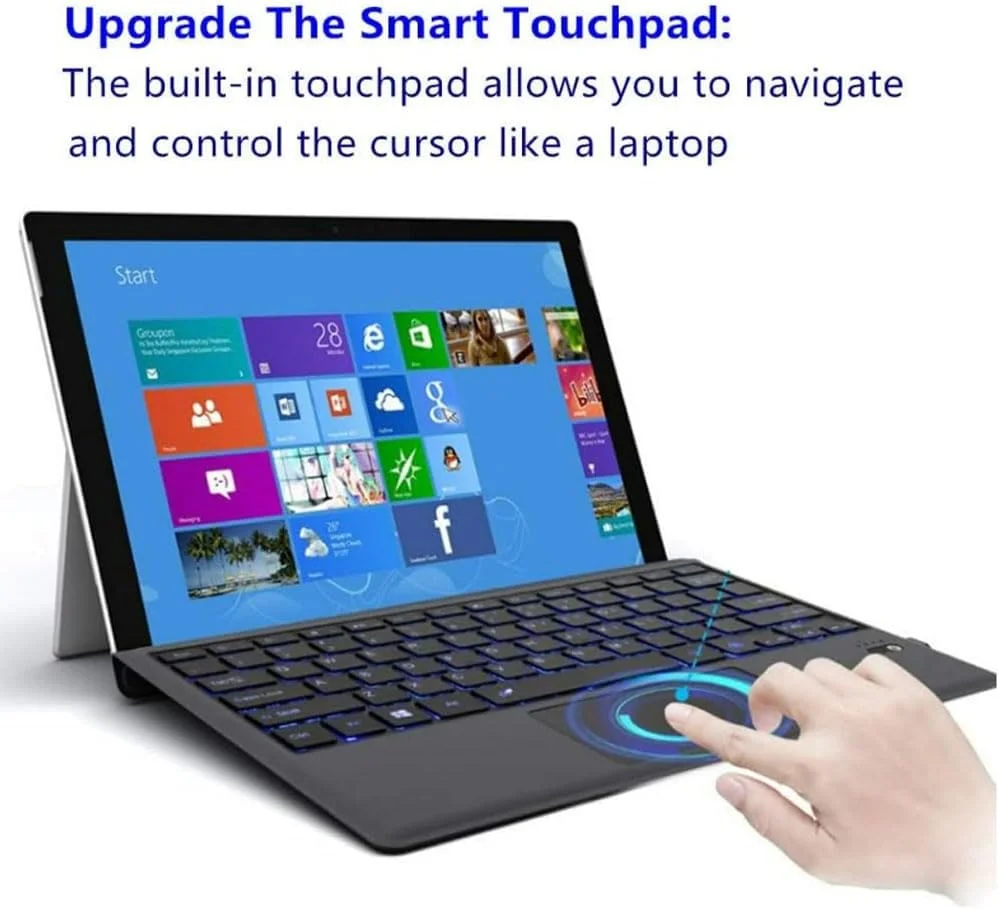 کیبورد بلوتوثی برای Microsoft Surface Pro 11/10 2024/Pro 9/Pro 8/Pro X 13 اینچی، کیبورد نازک بیسیم با تاچ پد، 7 رنگ نور پسزمینه جداشدنی با نگهدارنده قلم کیبورد بلوتوثی برای Microsoft Surface Pro 11/10 2024/Pro 9/Pro 8/Pro X 13 اینچی، کیبورد نازک بیسیم با تاچ پد، 7 رنگ نور پسزمینه جداشدنی با نگهدارنده قلم