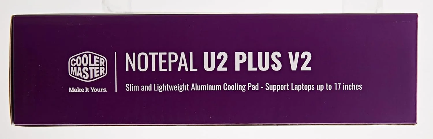 خنک کننده لپ تاپ کولر مستر NotePal U2 PLUS V2 - دارای 2 فن متحرک 80 میلی متری، سبک وزن، فریم آلومینیومی ارگونومیک مشکی با الیاف پلی استر داکرون - 2 سال گارانتی
