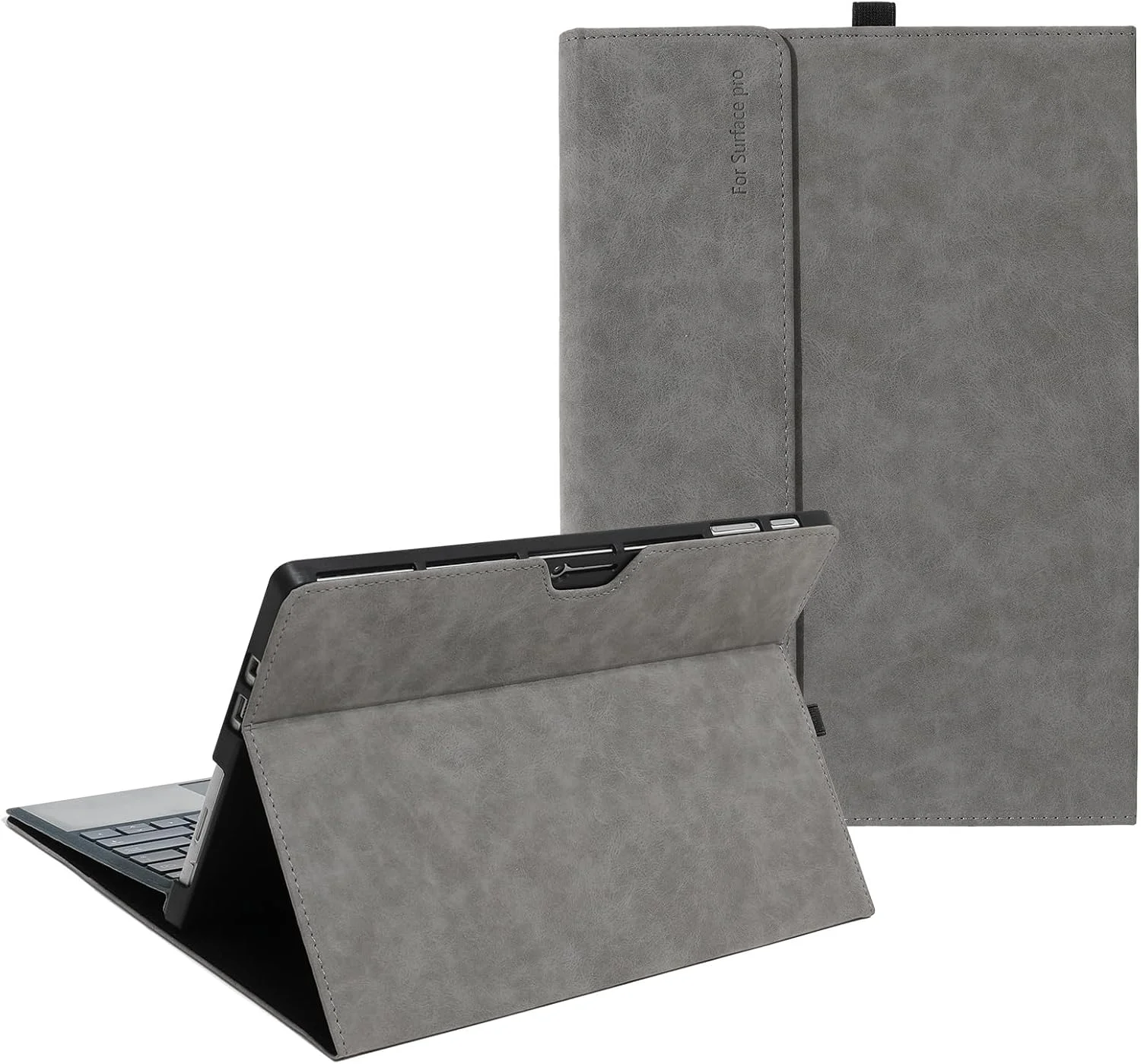 کیف محافظ چند زاویه Heycase TPU نرم با جای قلم برای مایکروسافت Surface Pro 7+/7/6/5/4 12.3 اینچ، خاکستری
