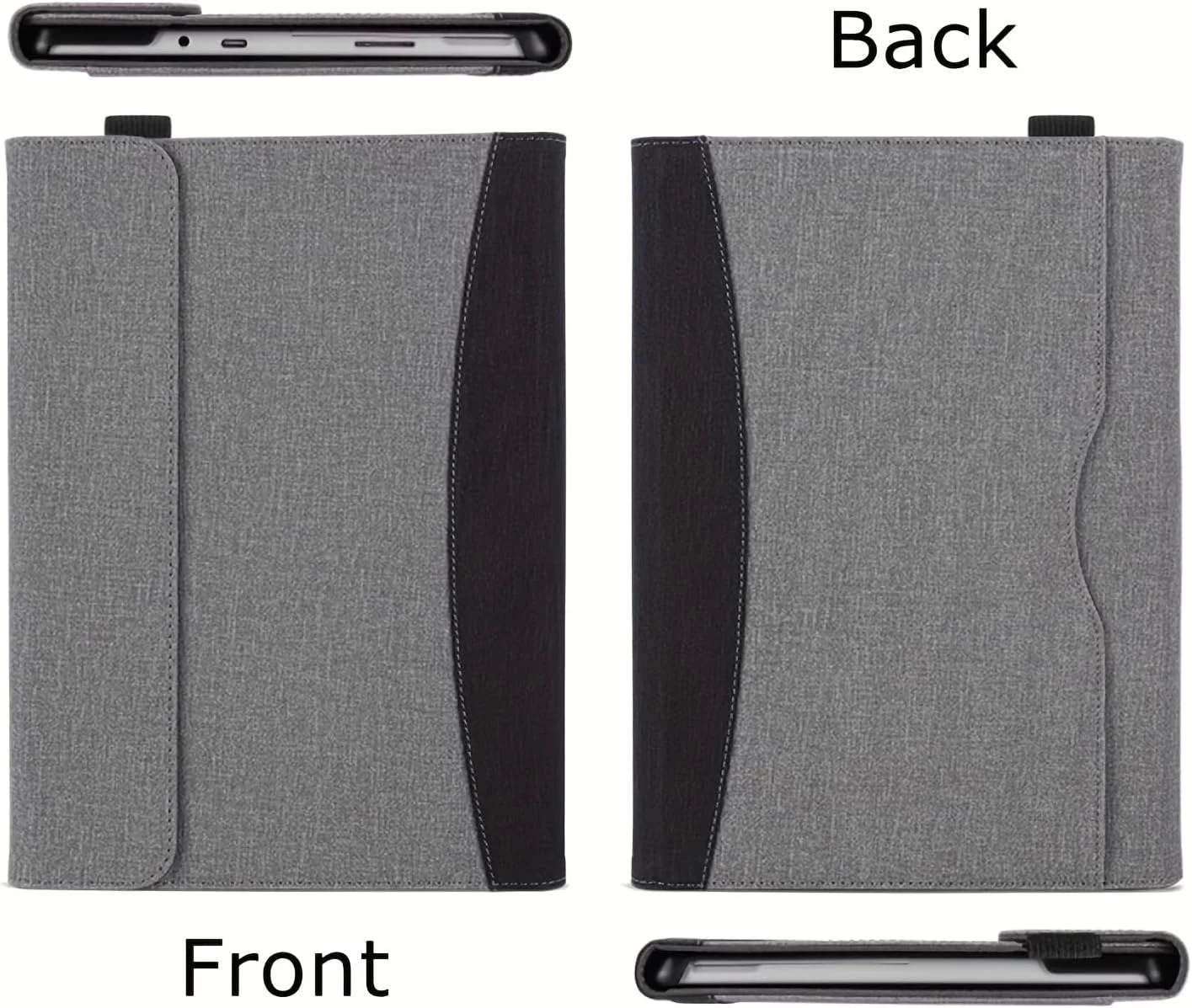 کیف محافظ چرمی Heycase Fashion Splicing PU برای Surface Pro 11/10/9 13 اینچی، با جای قلم، محافظت جامع TPU نرم، آبی+خاکستری