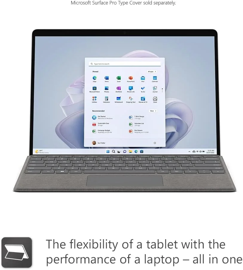 تبلت پی سی 2 در 1 مایکروسافت Surface Pro 9 - 13 اینچی - نقره ای - Intel Core i7، رم 16 گیگابایتی، SSD 512 گیگابایتی - Windows 11 Home - فقط دستگاه، دوشاخه UK، مدل 2022