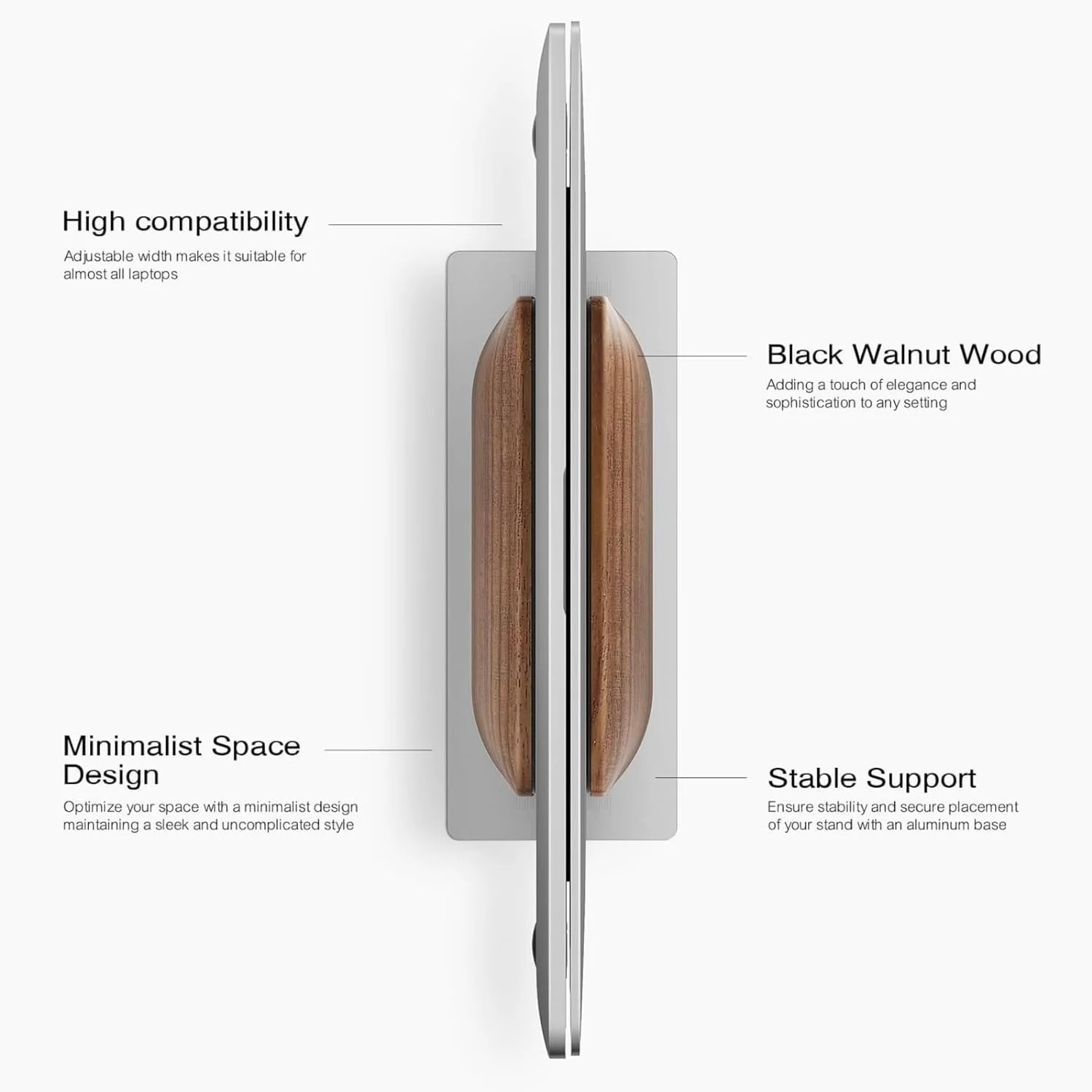 پایه نگهدارنده عمودی لپ تاپ QinCoon برای میز، چوب گردوی سیاه و نگهدارنده آلومینیومی لپ تاپ برای همه MacBook، Surface، Samsung، HP، Dell، Chrome Book پایه نگهدارنده عمودی لپ تاپ QinCoon برای میز، چوب گردوی سیاه و نگهدارنده آلومینیومی لپ تاپ برای همه MacBook، Surface، Samsung، HP، Dell، Chrome Book
