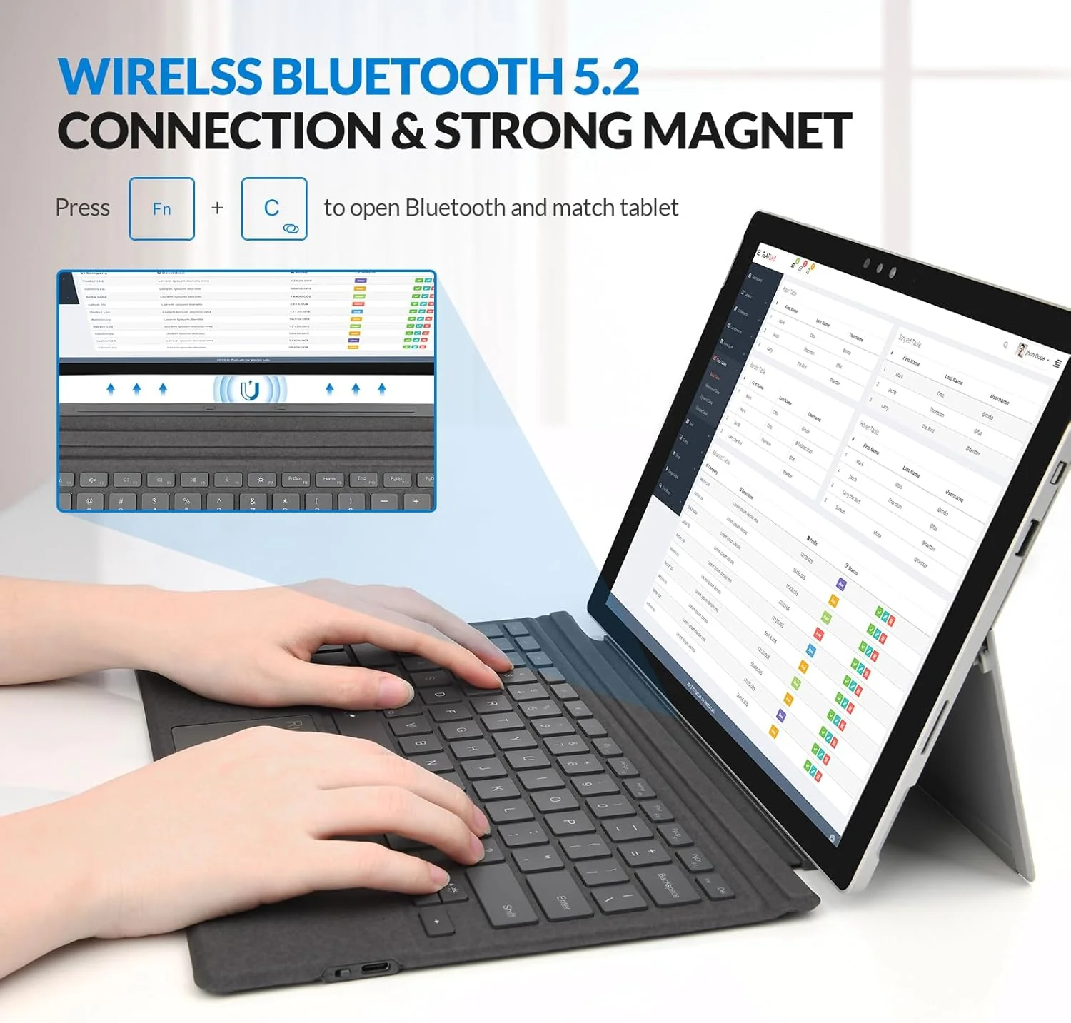 کیبورد Rii Surface Pro 7، بلوتوث 5.2، نور پس زمینه 7 رنگ، سازگار با Microsoft Surface Pro 7 Plus/6/5/4/3، خاکستری کیبورد Rii Surface Pro 7، بلوتوث 5.2، نور پس زمینه 7 رنگ، سازگار با Microsoft Surface Pro 7 Plus/6/5/4/3، خاکستری