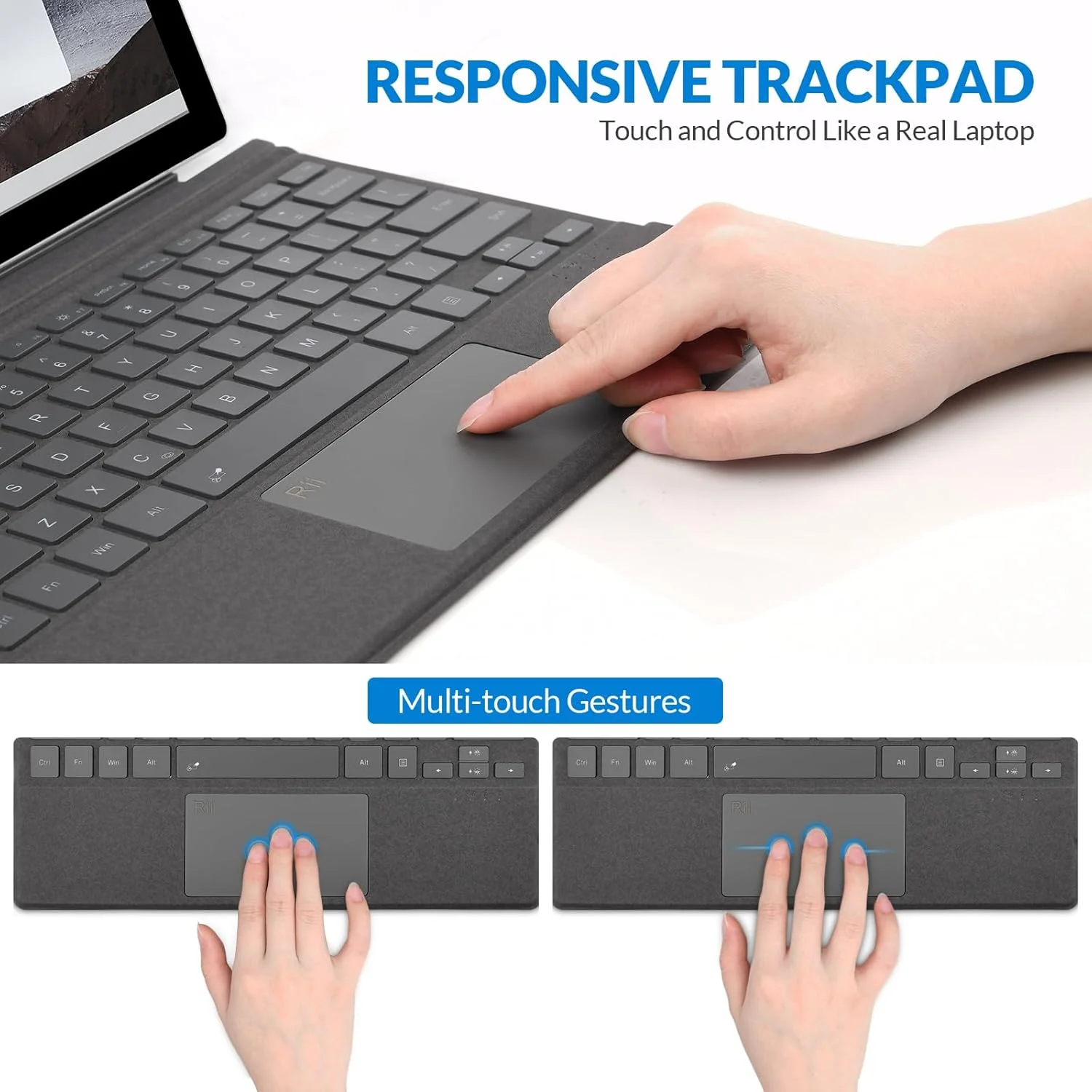 کیبورد Rii Surface Pro 7، بلوتوث 5.2، نور پس زمینه 7 رنگ، سازگار با Microsoft Surface Pro 7 Plus/6/5/4/3، خاکستری کیبورد Rii Surface Pro 7، بلوتوث 5.2، نور پس زمینه 7 رنگ، سازگار با Microsoft Surface Pro 7 Plus/6/5/4/3، خاکستری