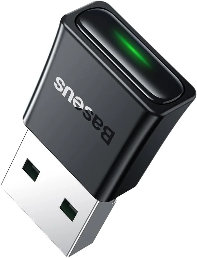 آداپتور بلوتوث 5.3 Baseus 【Plug & Play】 آداپتور بلوتوث USB برای کامپیوتر، دانگل بلوتوث، آداپتور گیرنده بلوتوث USB با برد گسترده 20 متری برای ماوس، کیبورد، هدفون، بلندگو سازگار با Win 11/10/8.1