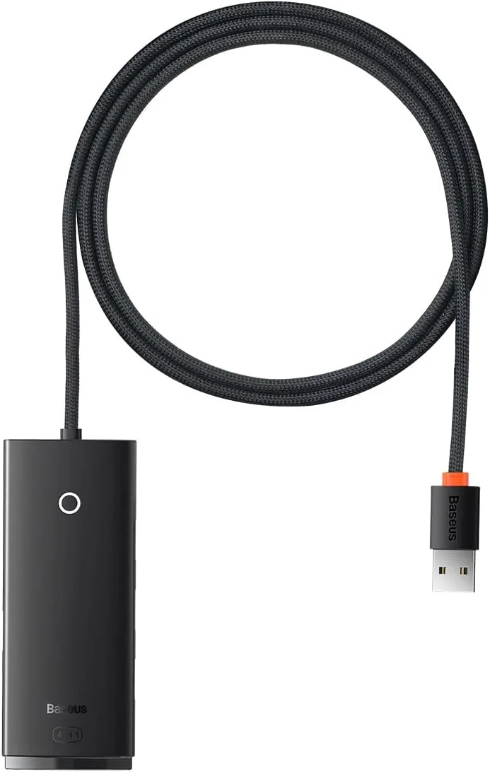 هاب USB بیسوس USB 3.0، اسپلیتر USB 4 پورت آداپتور هاب برق توسعه USB هاب داده پرسرعت 5 گیگابیت بر ثانیه با شارژ USB C سازگار برای MacBook، iMac، Surface Pro، XPS، PC، فلش درایو USB (مشکی)