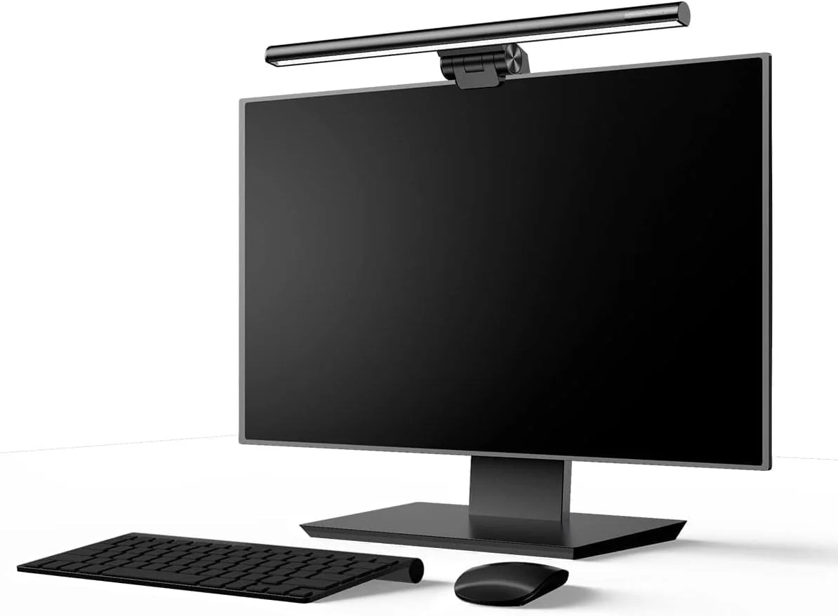 چراغ مانیتور Baseus، چراغ صفحه نمایش با تغذیه USB با قابلیت تنظیم نور پیوسته، 3 دمای رنگ، محافظت از چشم بدون تابش خیره کننده برای میز، دفتر، بازی و مطالعه الکترونیکی - مشکی