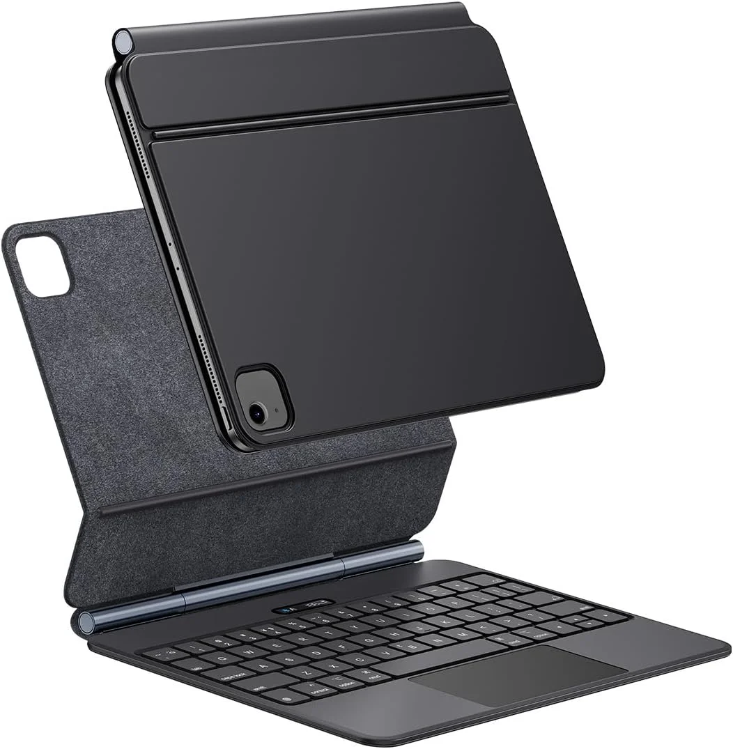 کیبورد بلوتوثی بی‌سیم Baseus Brilliance Series 2 با تاچ‌پد و کاور چرمی مناسب برای آیپد پرو 11 اینچ (2018/2020-2022) / آیپد ایر 4/ایر 5/ایر 6 10.9 اینچ، جداشدنی، شارژ Type-C، باطری با طول عمر بالا