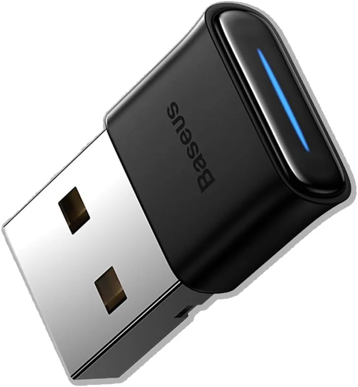 دانگل بلوتوثی Baseus BA04 آداپتور بی سیم 5.1، برد 20 متری، اتصال USB، کیفیت صدای HD، اتصال 7 دستگاه، بدون نیاز به درایور برای ویندوز، مناسب برای کیبورد، ماوس، اسپیکر و تلفن - مشکی