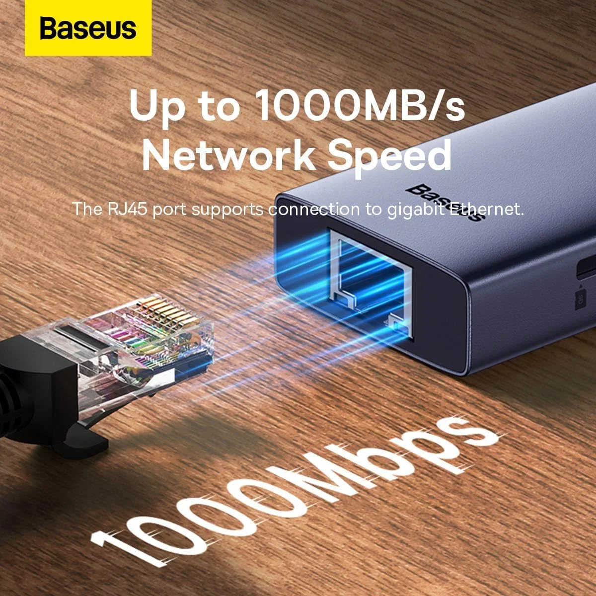 هاب 4 پورت OS-Baseus UltraJoy Series خاکستری فضایی (Type-C به USB3.0 * 3 + RJ45 * 1)