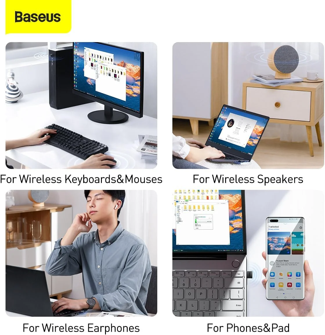 دانگل بلوتوثی Baseus BA04 آداپتور بی سیم 5.1، برد 20 متری، اتصال USB، کیفیت صدای HD، اتصال 7 دستگاه، بدون نیاز به درایور برای ویندوز، مناسب برای کیبورد، ماوس، اسپیکر و تلفن - مشکی دانگل بلوتوثی Baseus BA04 آداپتور بی سیم 5.1، برد 20 متری، اتصال USB، کیفیت صدای HD، اتصال 7 دستگاه، بدون نیاز به درایور برای ویندوز، مناسب برای کیبورد، ماوس، اسپیکر و تلفن - مشکی