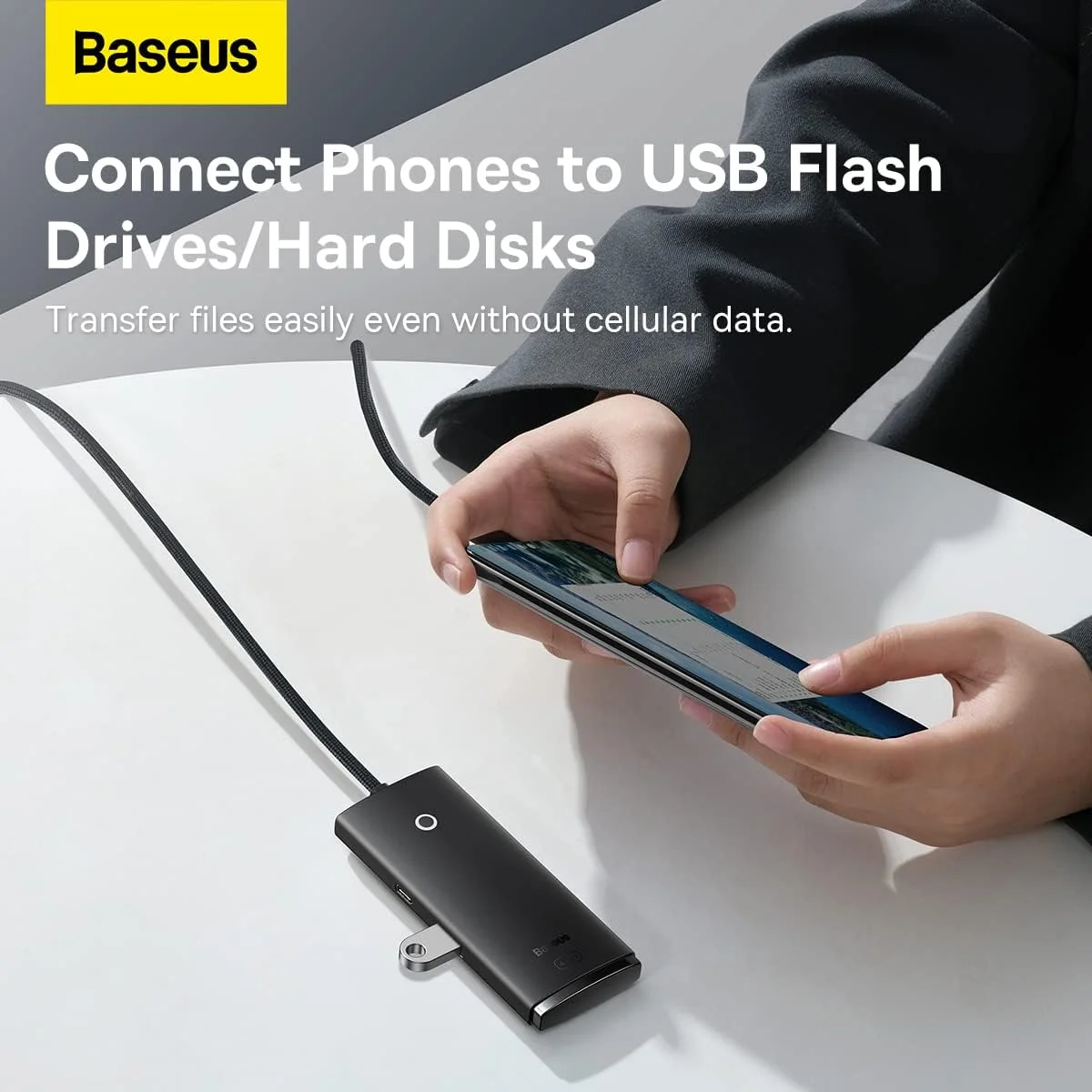 هاب USB بیسوس USB 3.0، اسپلیتر USB 4 پورت آداپتور هاب برق توسعه USB هاب داده پرسرعت 5 گیگابیت بر ثانیه با شارژ USB C سازگار برای MacBook، iMac، Surface Pro، XPS، PC، فلش درایو USB (مشکی)