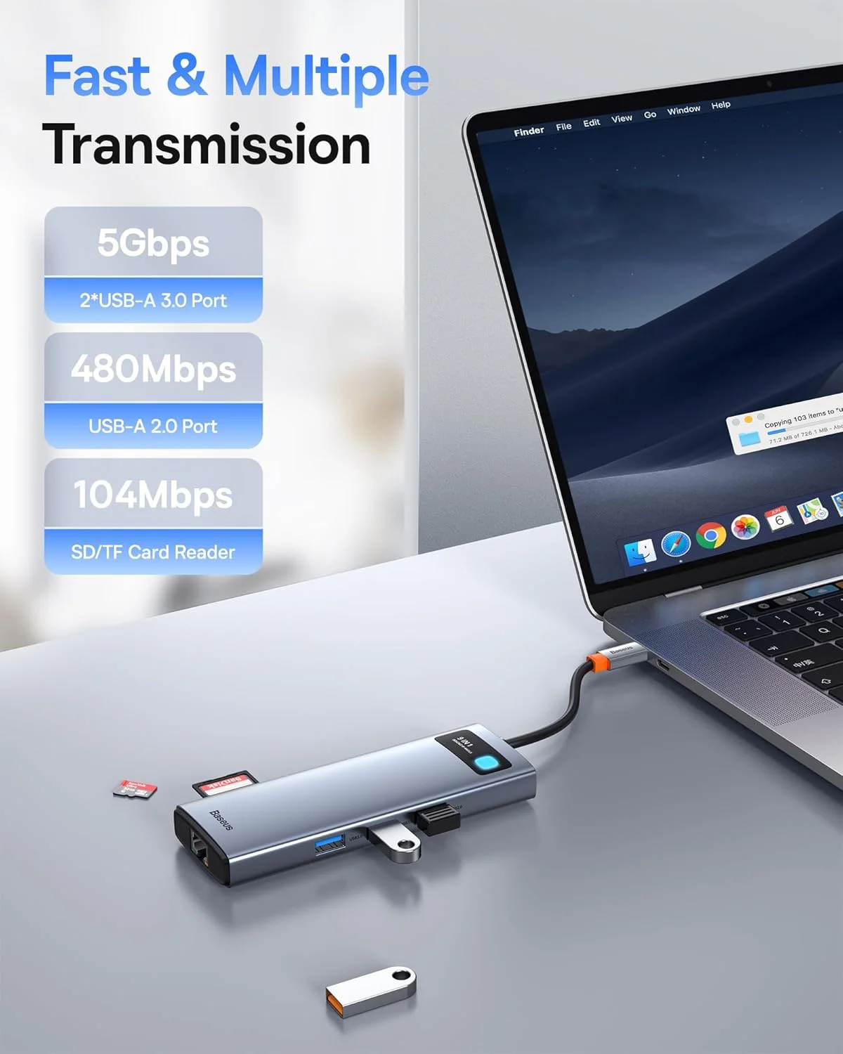 داک استیشن 9 در 1 بیسوس USB C با خروجی 4K @ 120Hz، هاب USB C با 2 خروجی HDMI برای دو مانیتور، اترنت 1000 مگابیت بر ثانیه، PD 100W، کارت خوان TF/SD، USB 3.0، آداپتور چند پورت برای MacBook/Dell/HP/Surface/Lenovo و سایر کامپیوترها
