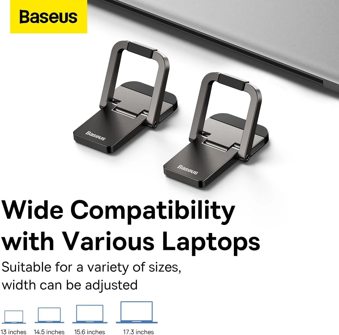 پایه لپ تاپ قابل تنظیم Baseus، پایه کیبورد کامپیوتر برای میز، پایه لپ تاپ برای MacBook Pro/Air، Galaxy Book Pro، Lenovo، 10-17 اینچ (خاکستری)